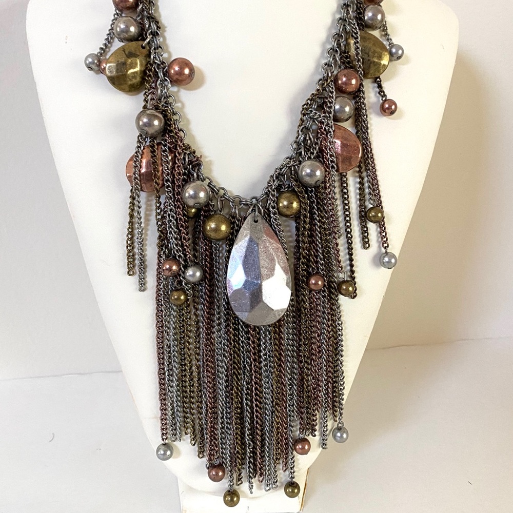 Bold Long Dangling Chain Statement Necklace Set - image 2
